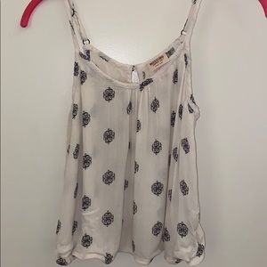 White tank top with black and light pink floral